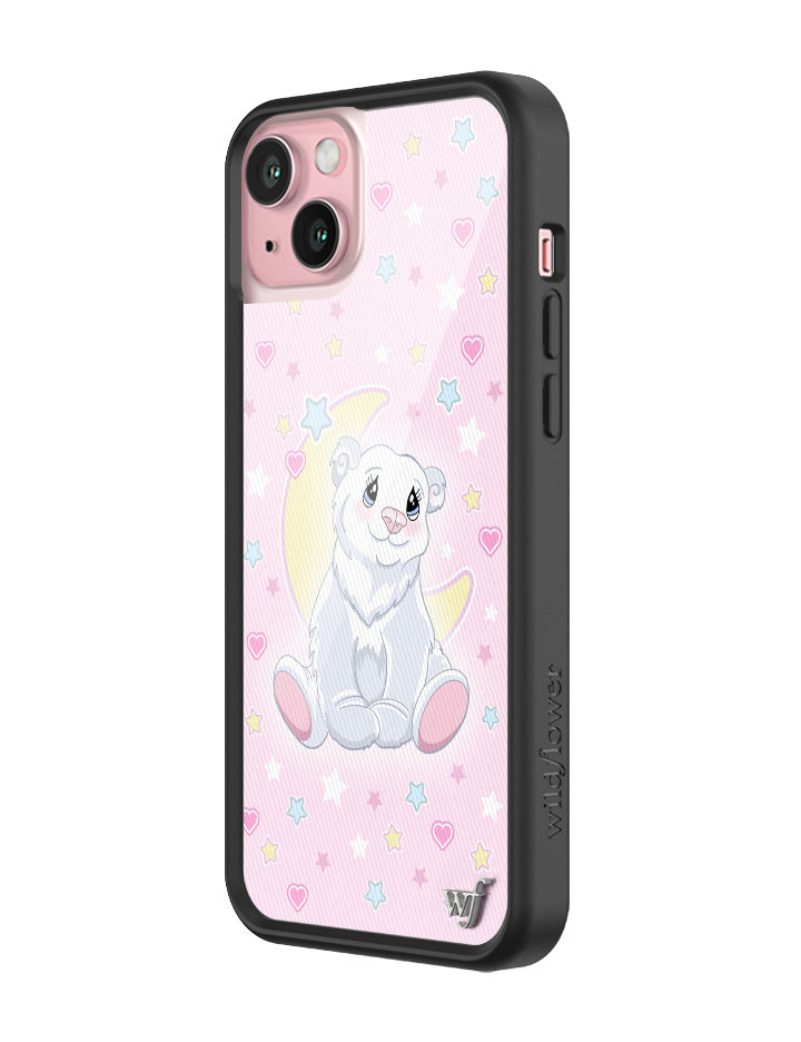Polar Bear Princess Phone Case with Baby Pink Star Heart Print - Image 4