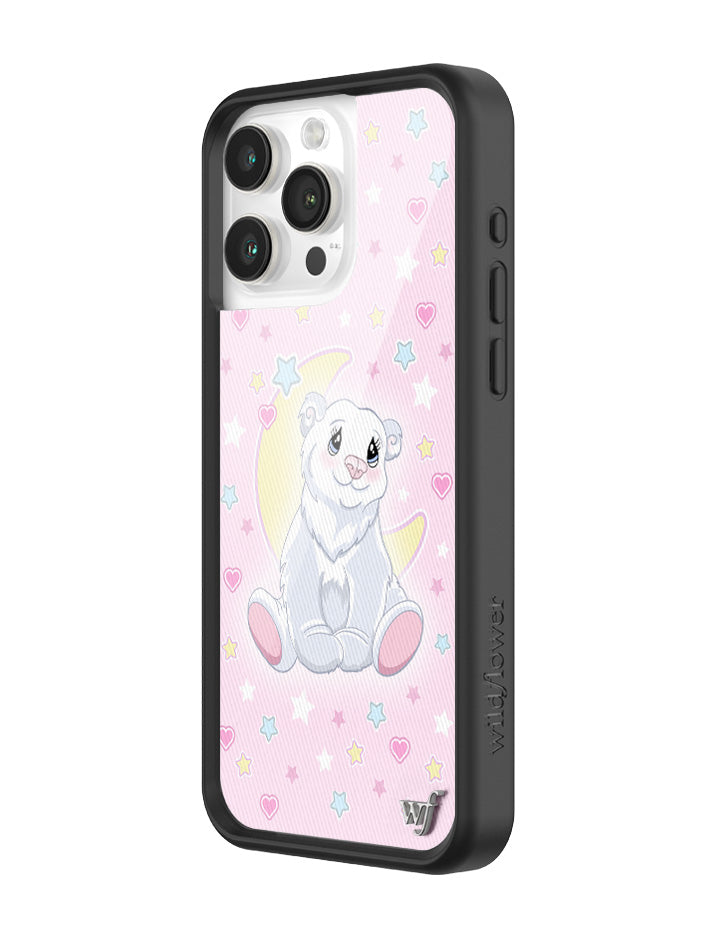 Polar Bear Princess Phone Case with Baby Pink Star Heart Print - Image 2