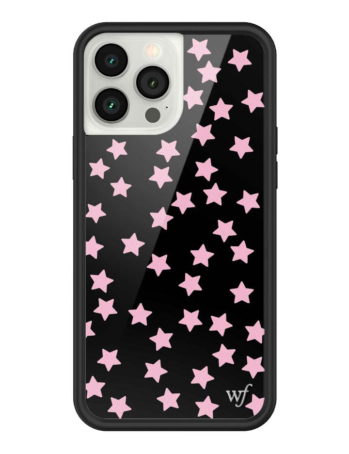Baby Pink Star Print iPhone Case with Black Protective Bumper - Image 37
