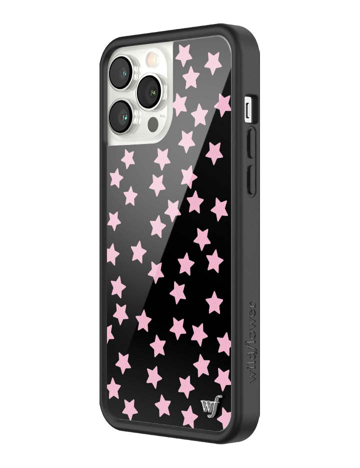 Baby Pink Star Print iPhone Case with Black Protective Bumper - Image 38