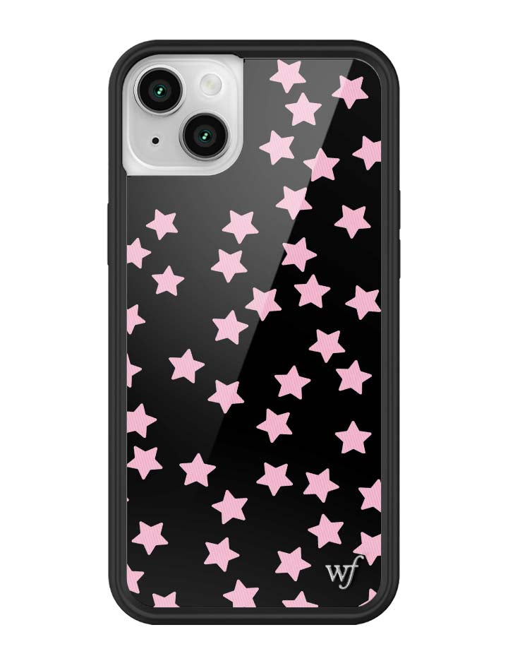 Baby Pink Star Print iPhone Case with Black Protective Bumper - Image 35