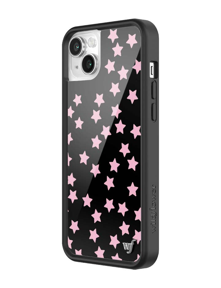 Baby Pink Star Print iPhone Case with Black Protective Bumper - Image 36