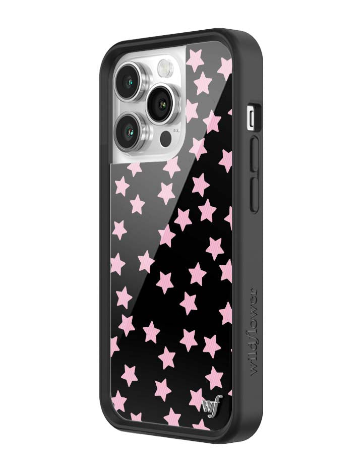 Baby Pink Star Print iPhone Case with Black Protective Bumper - Image 34