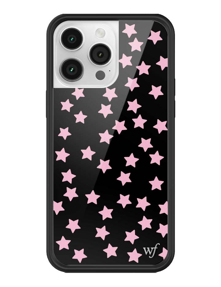 Baby Pink Star Print iPhone Case with Black Protective Bumper - Image 31