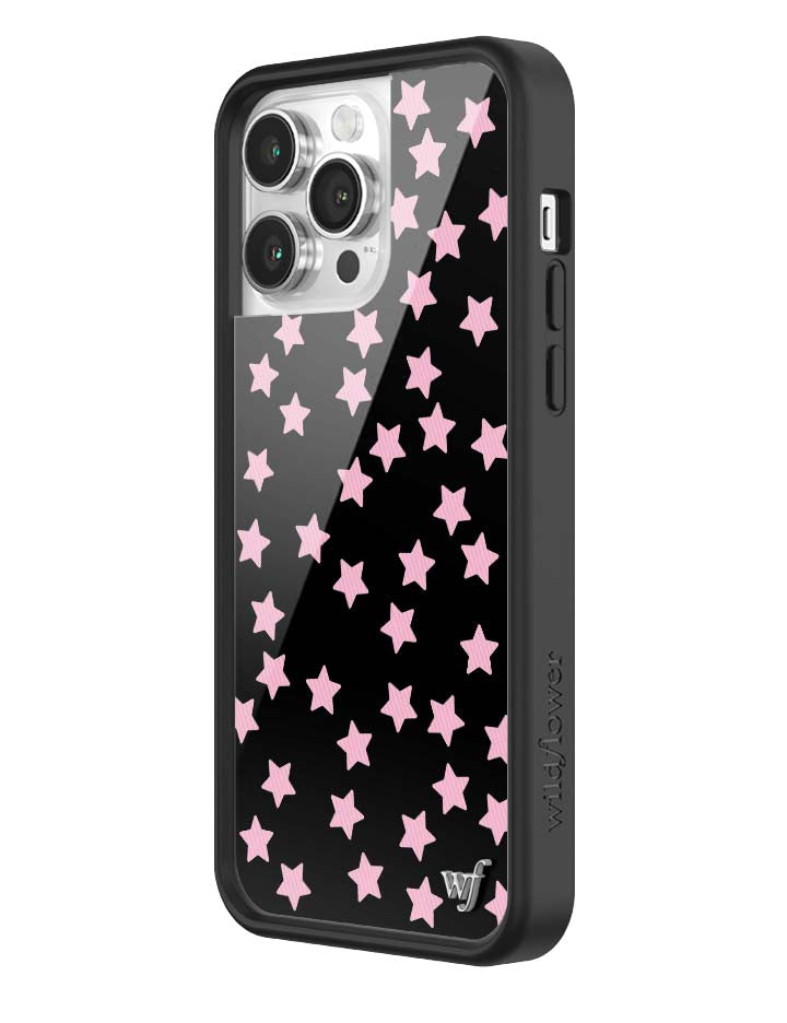 Baby Pink Star Print iPhone Case with Black Protective Bumper - Image 32