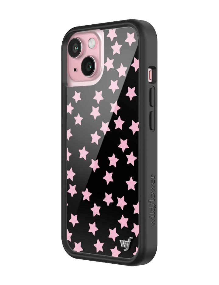 Baby Pink Star Print iPhone Case with Black Protective Bumper - Image 30