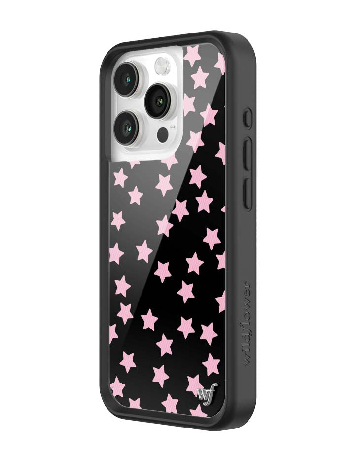 Baby Pink Star Print iPhone Case with Black Protective Bumper - Image 28