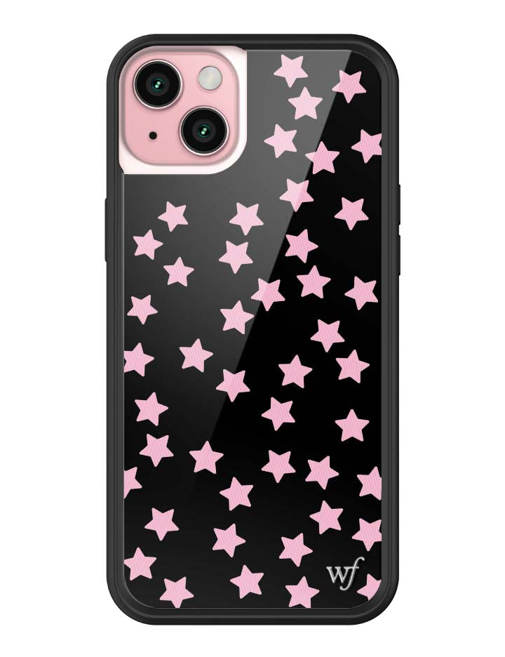 Baby Pink Star Print iPhone Case with Black Protective Bumper - Image 25