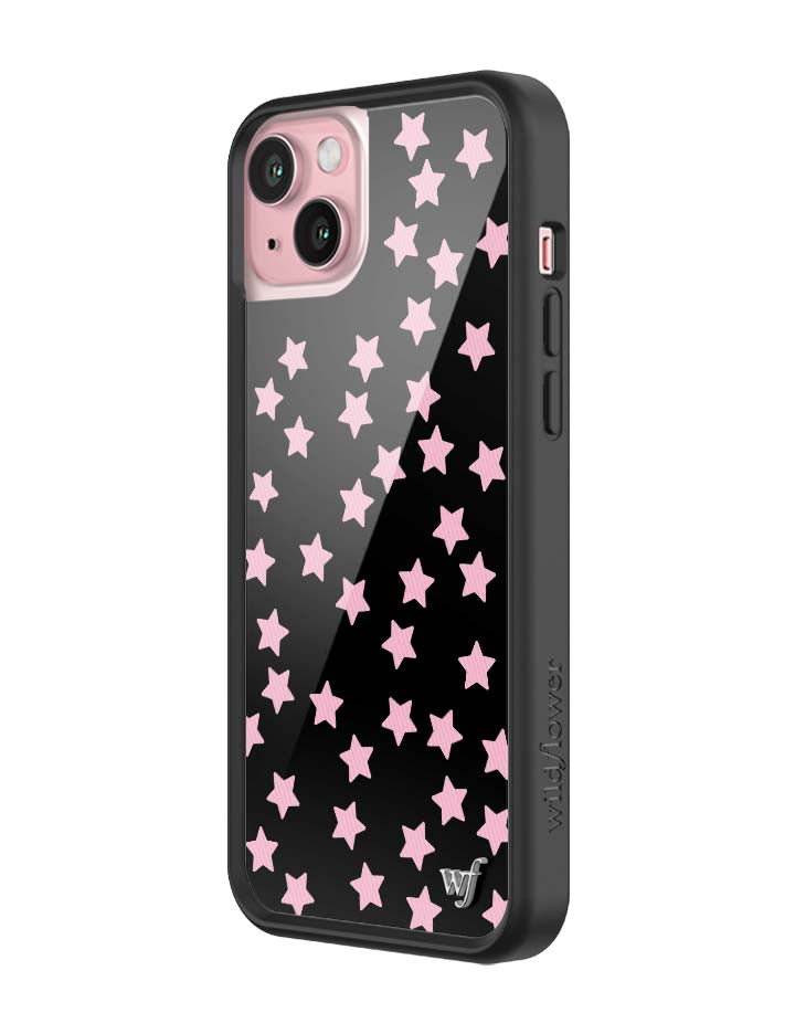 Baby Pink Star Print iPhone Case with Black Protective Bumper - Image 26