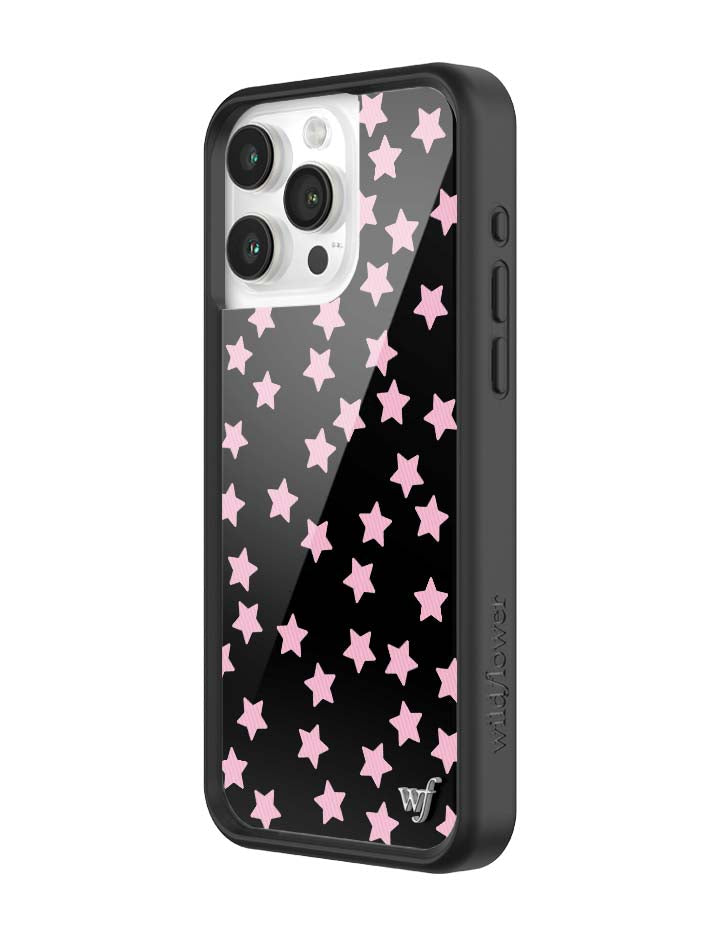 Baby Pink Star Print iPhone Case with Black Protective Bumper - Image 24