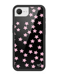 Baby Pink Star Print iPhone Case with Black Protective Bumper