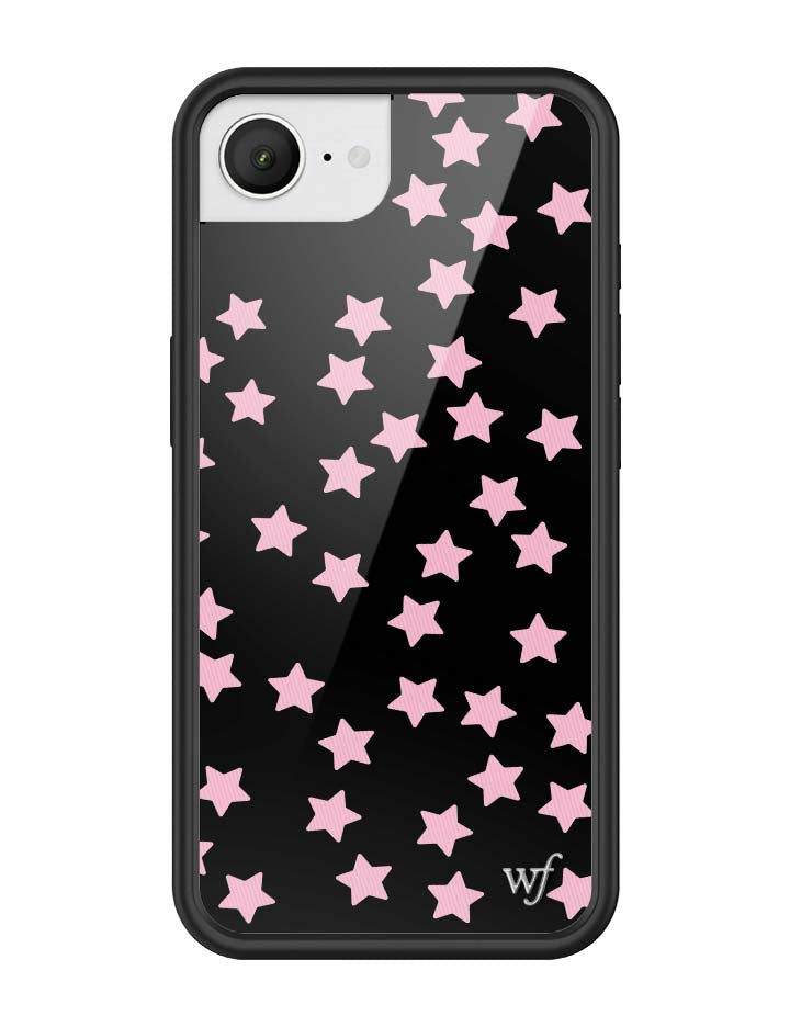 Baby Pink Star Print iPhone Case with Black Protective Bumper