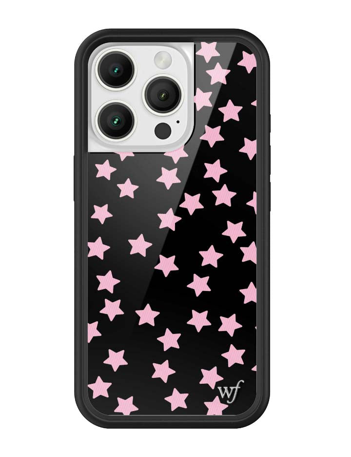 Baby Pink Star Print iPhone Case with Black Protective Bumper - Image 19