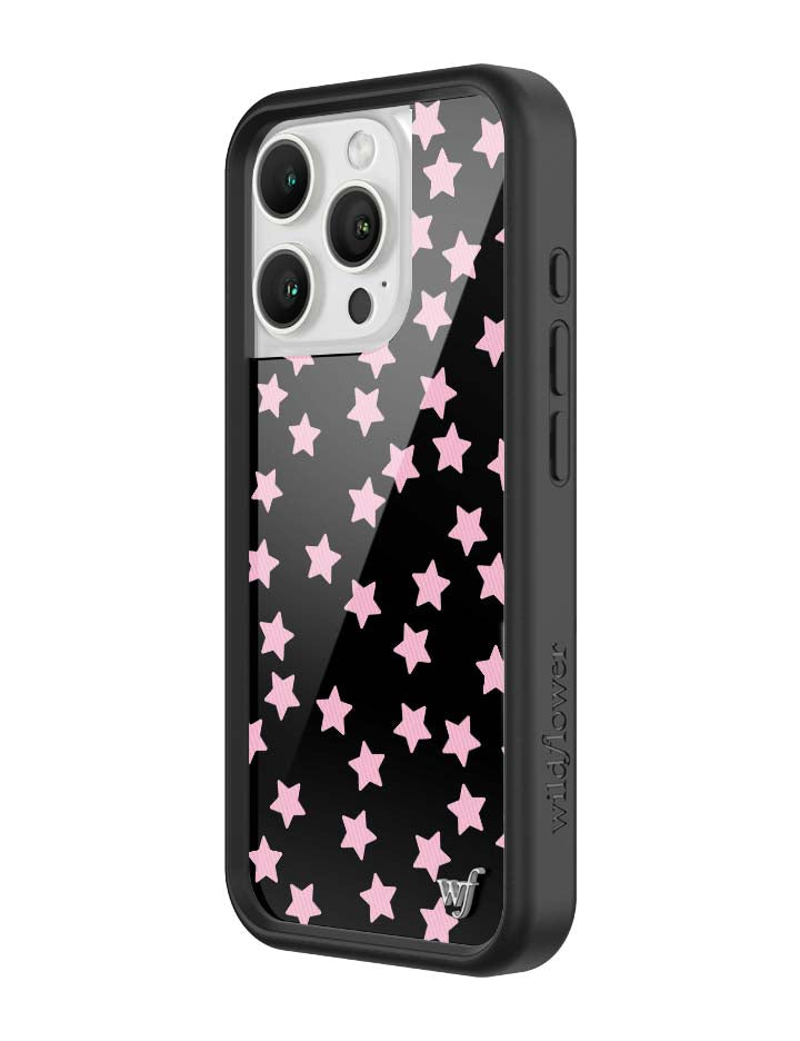 Baby Pink Star Print iPhone Case with Black Protective Bumper - Image 20