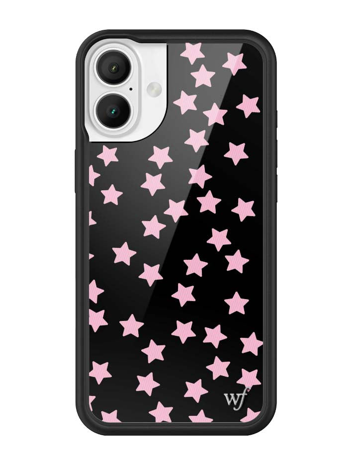 Baby Pink Star Print iPhone Case with Black Protective Bumper - Image 17