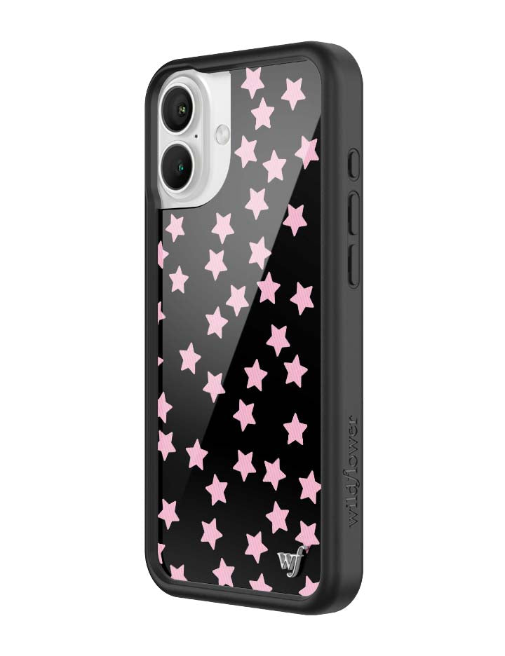 Baby Pink Star Print iPhone Case with Black Protective Bumper - Image 18