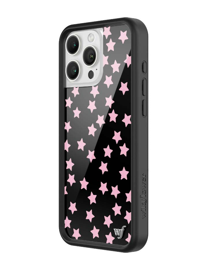 Baby Pink Star Print iPhone Case with Black Protective Bumper - Image 16