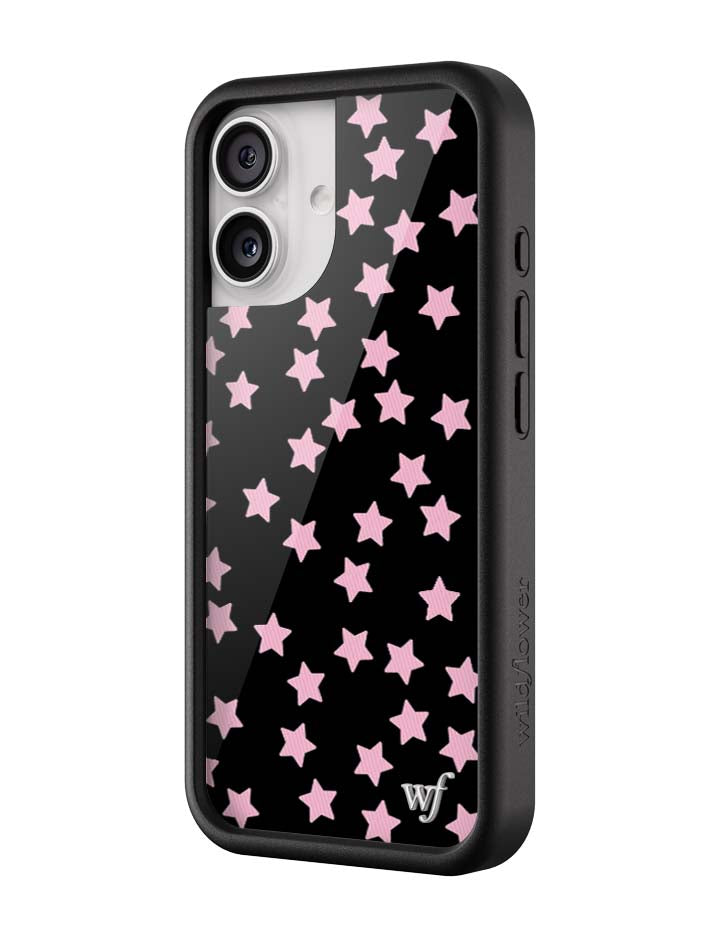 Baby Pink Star Print iPhone Case with Black Protective Bumper - Image 8