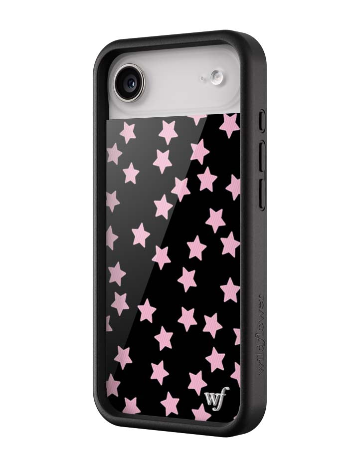 Baby Pink Star Print iPhone Case with Black Protective Bumper - Image 13