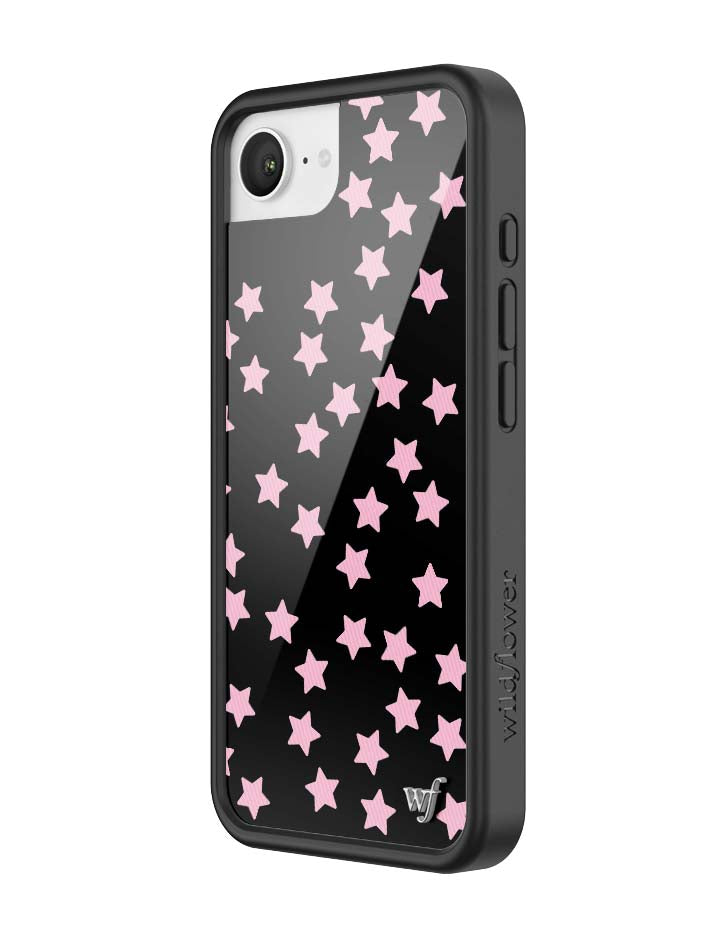 Baby Pink Star Print iPhone Case with Black Protective Bumper - Image 11