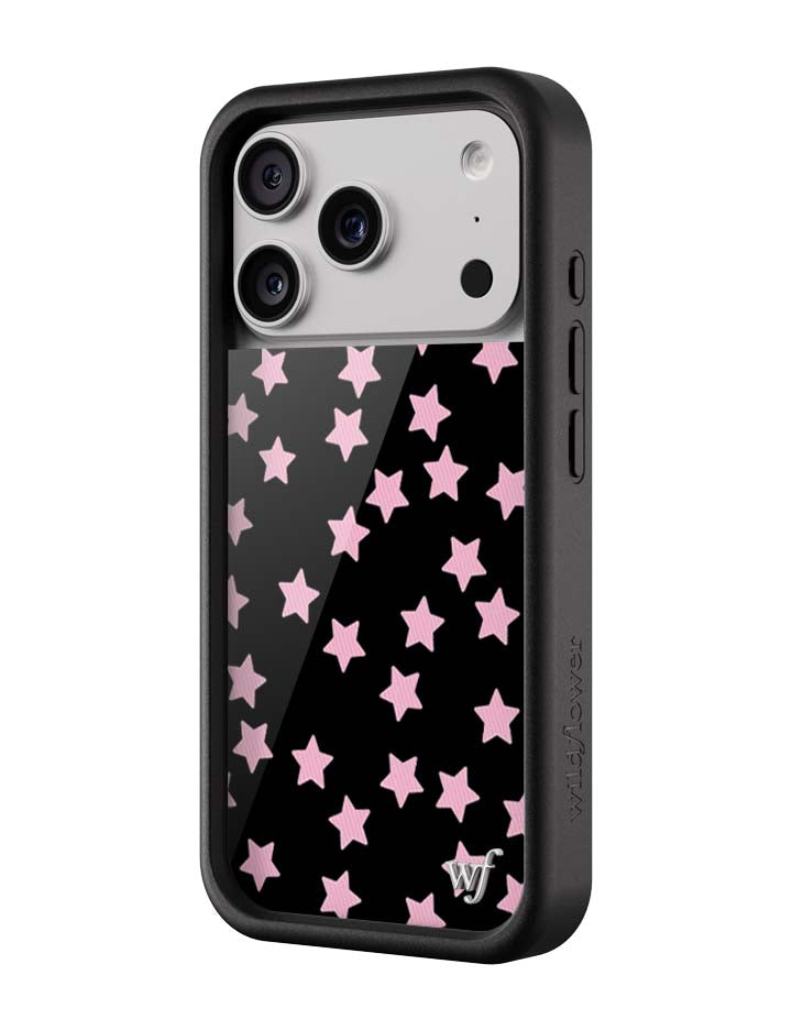Baby Pink Star Print iPhone Case with Black Protective Bumper - Image 5