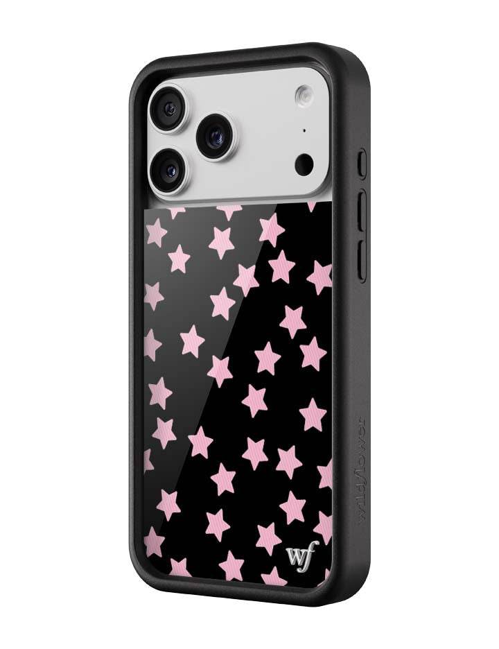 Baby Pink Star Print iPhone Case with Black Protective Bumper - Image 2