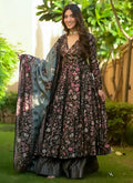 Black printed muslin palazzo suit with designer gota patti embellishments