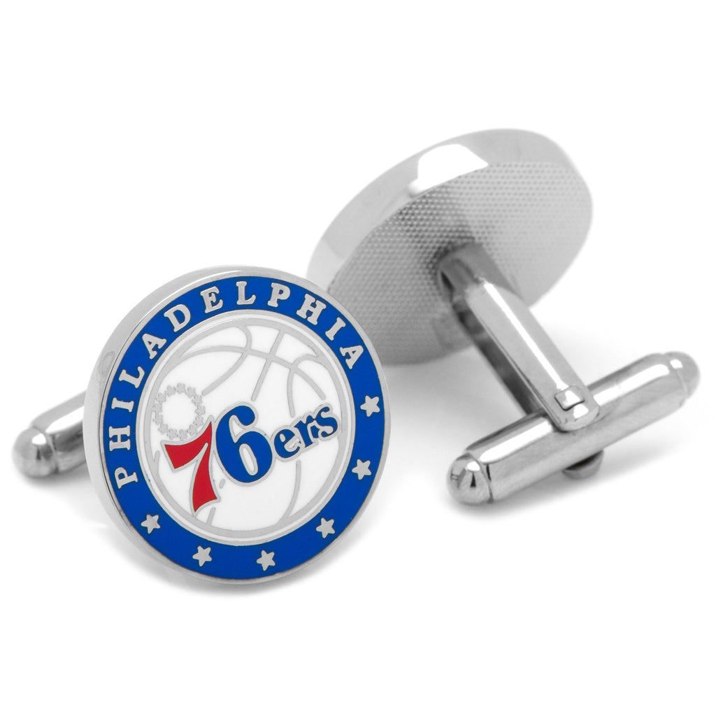 Philadelphia 76ers NBA Team Logo Round Cufflinks Silver Tone - Image 2