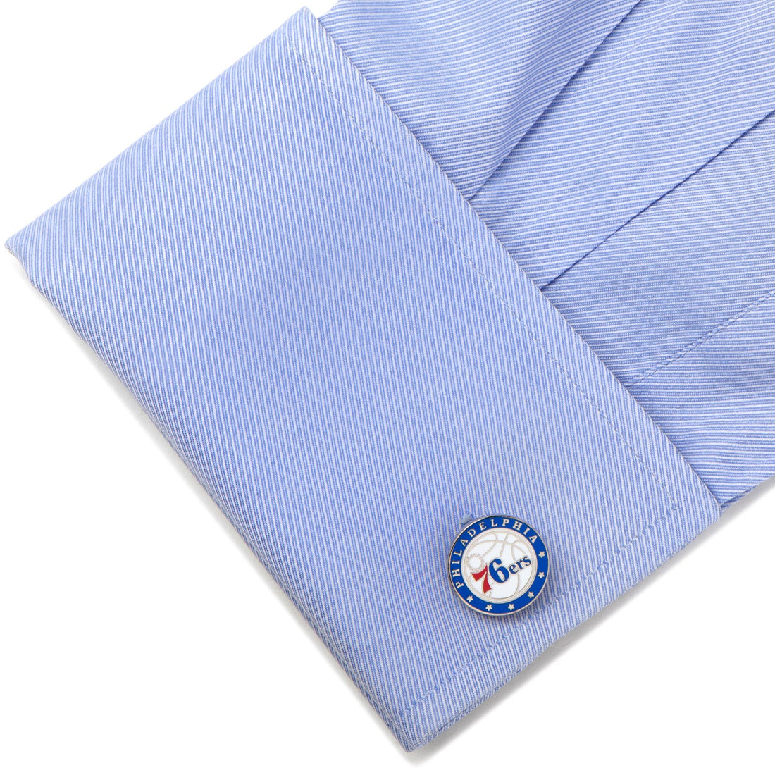 Philadelphia 76ers NBA Team Logo Round Cufflinks Silver Tone - Image 3