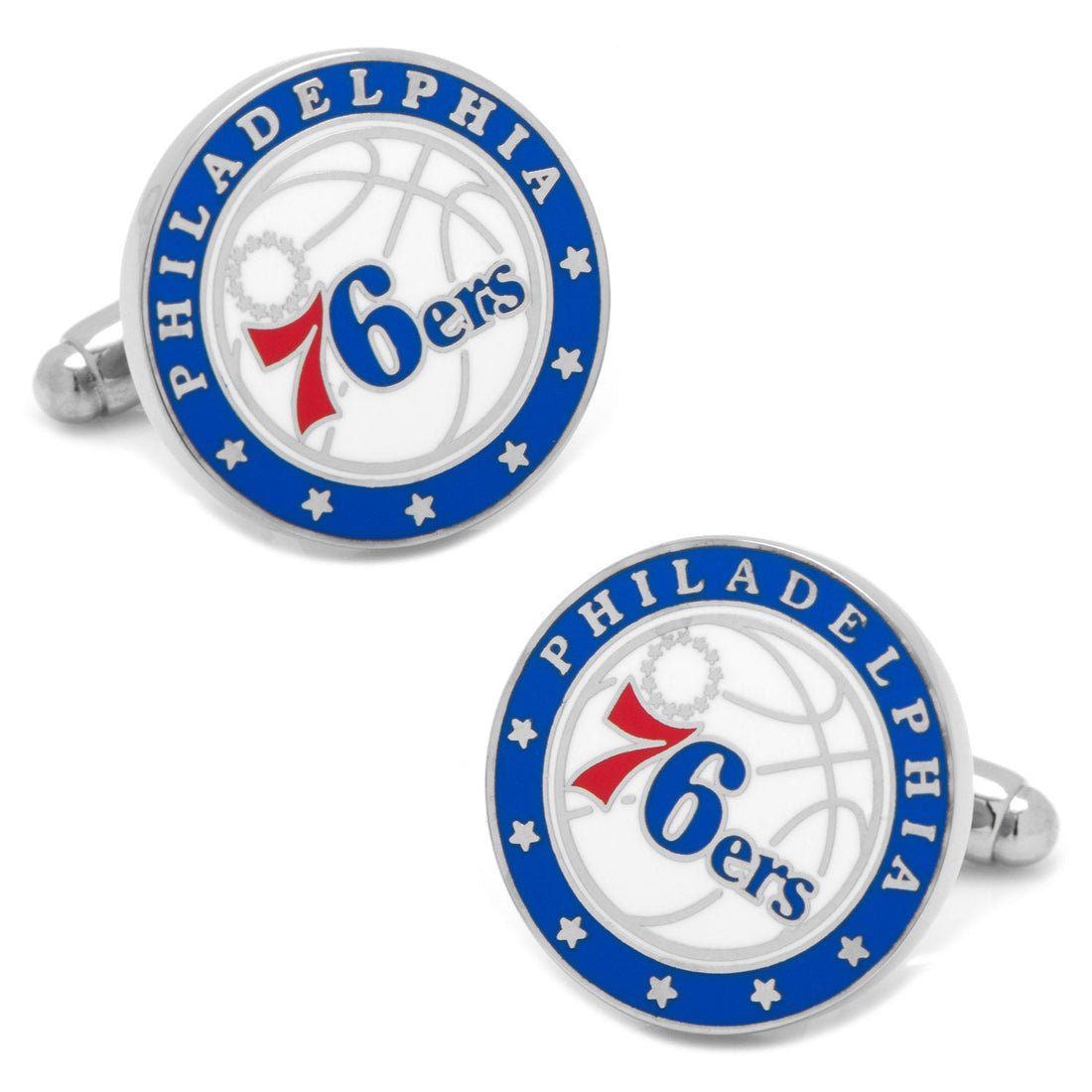 Philadelphia 76ers NBA Team Logo Round Cufflinks Silver Tone - Image 4