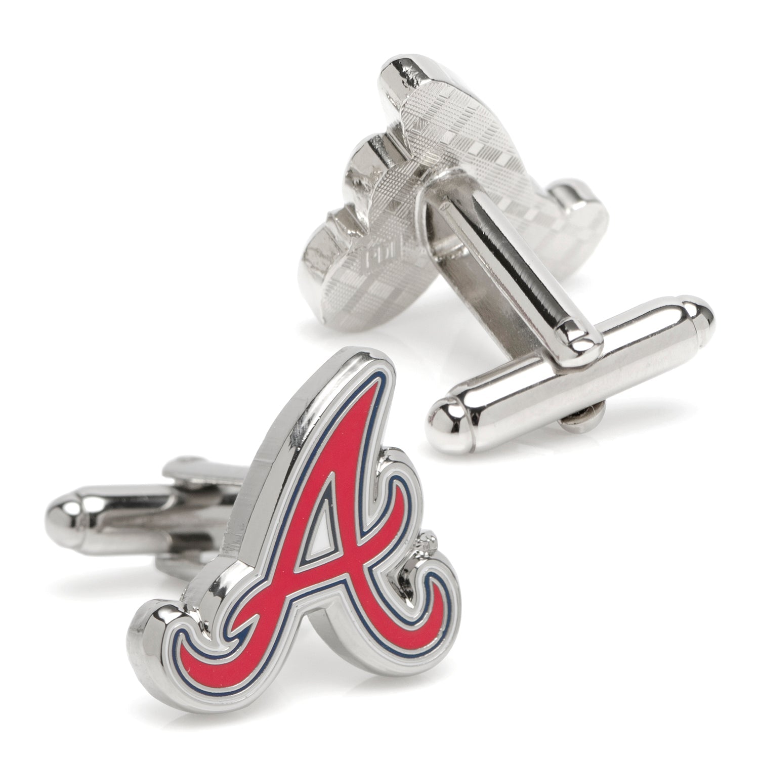 Atlanta Braves Logo Cufflinks in Silver Tone Enamel - Image 3