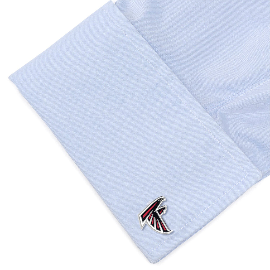 Atlanta Falcons NFL Logo Enamel Silver Tone Cufflinks - Image 3