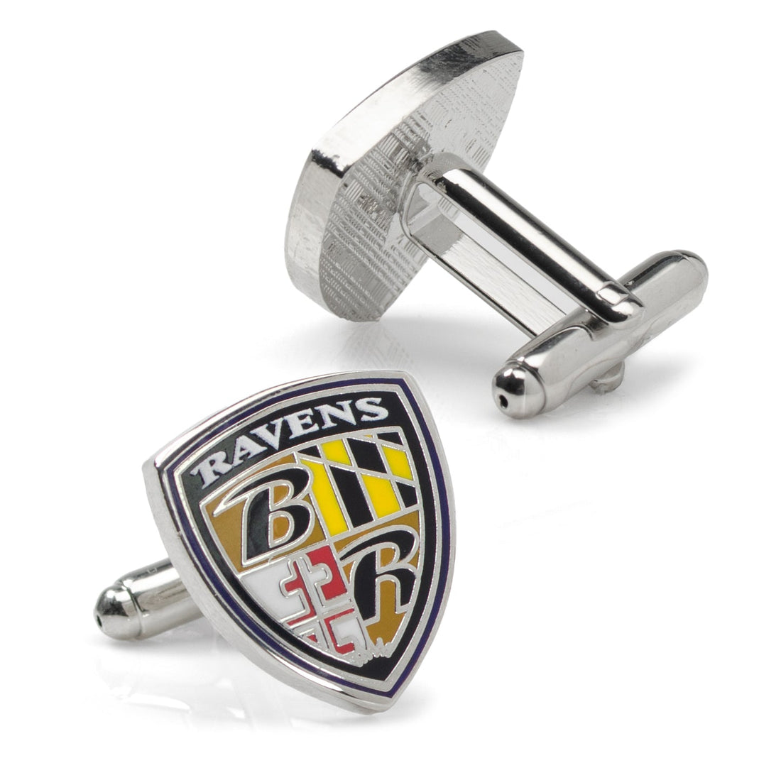 Baltimore Ravens NFL Shield Cufflinks in Gunmetal Plating - Image 3
