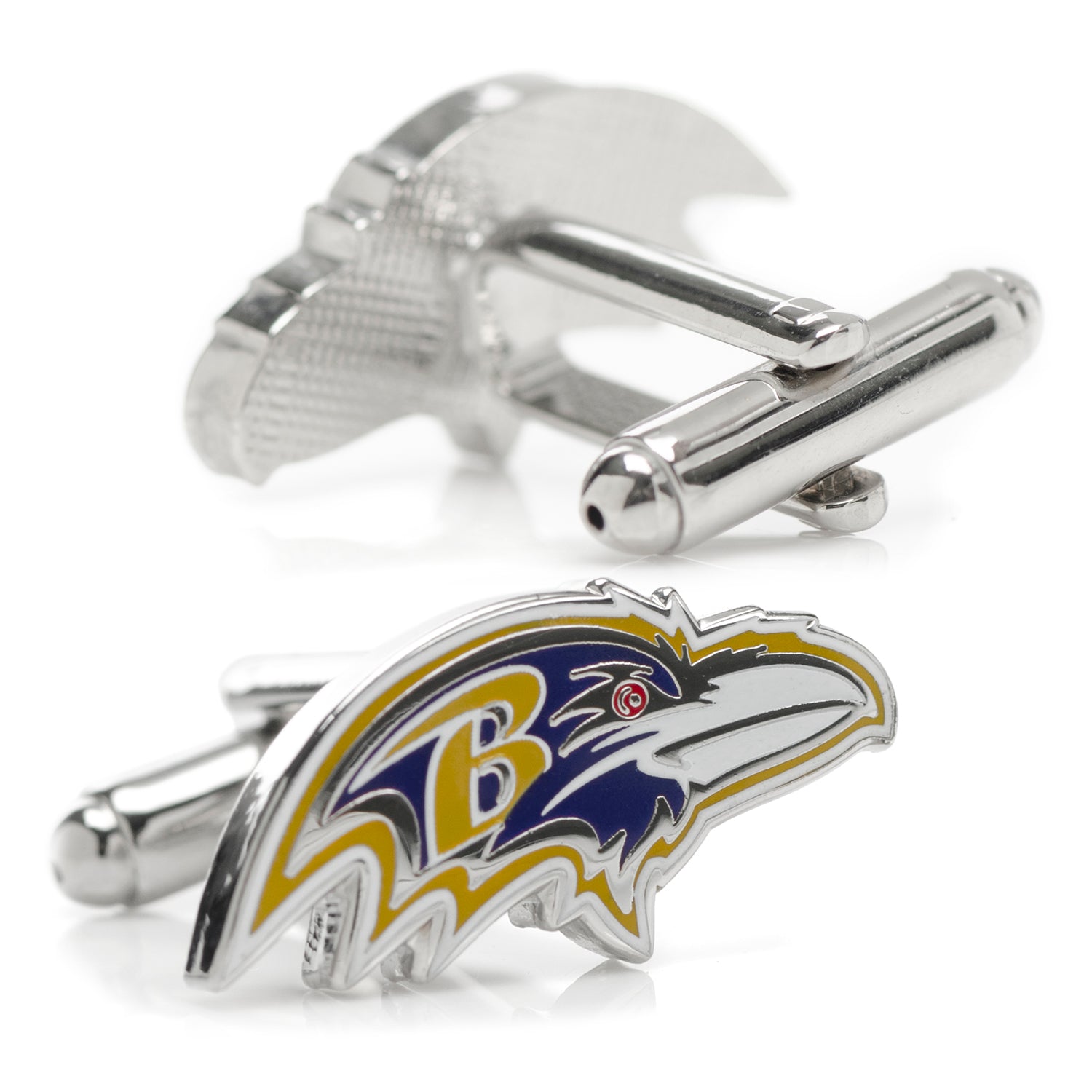 Baltimore Ravens NFL Logo Enamel Cufflinks in Silver Tone - Image 2