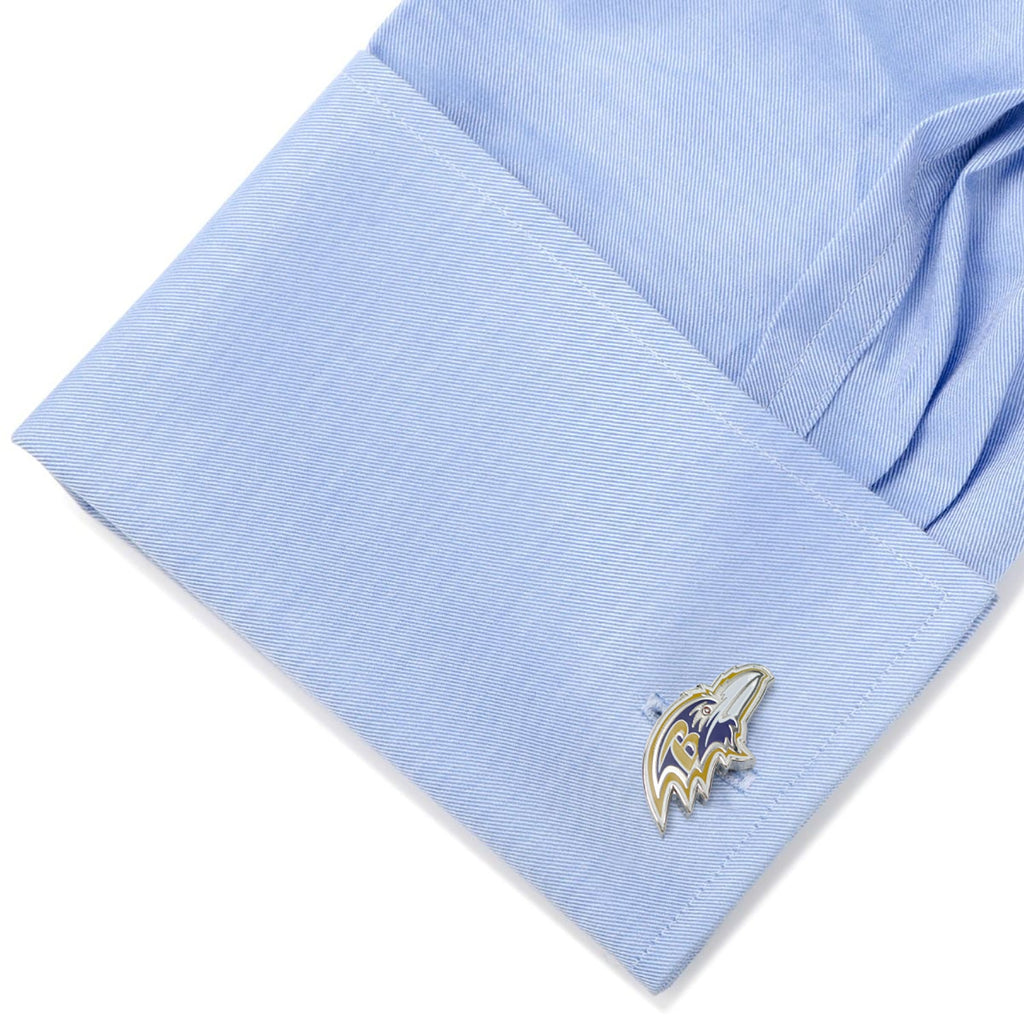 Baltimore Ravens NFL Logo Enamel Cufflinks in Silver Tone - Image 3