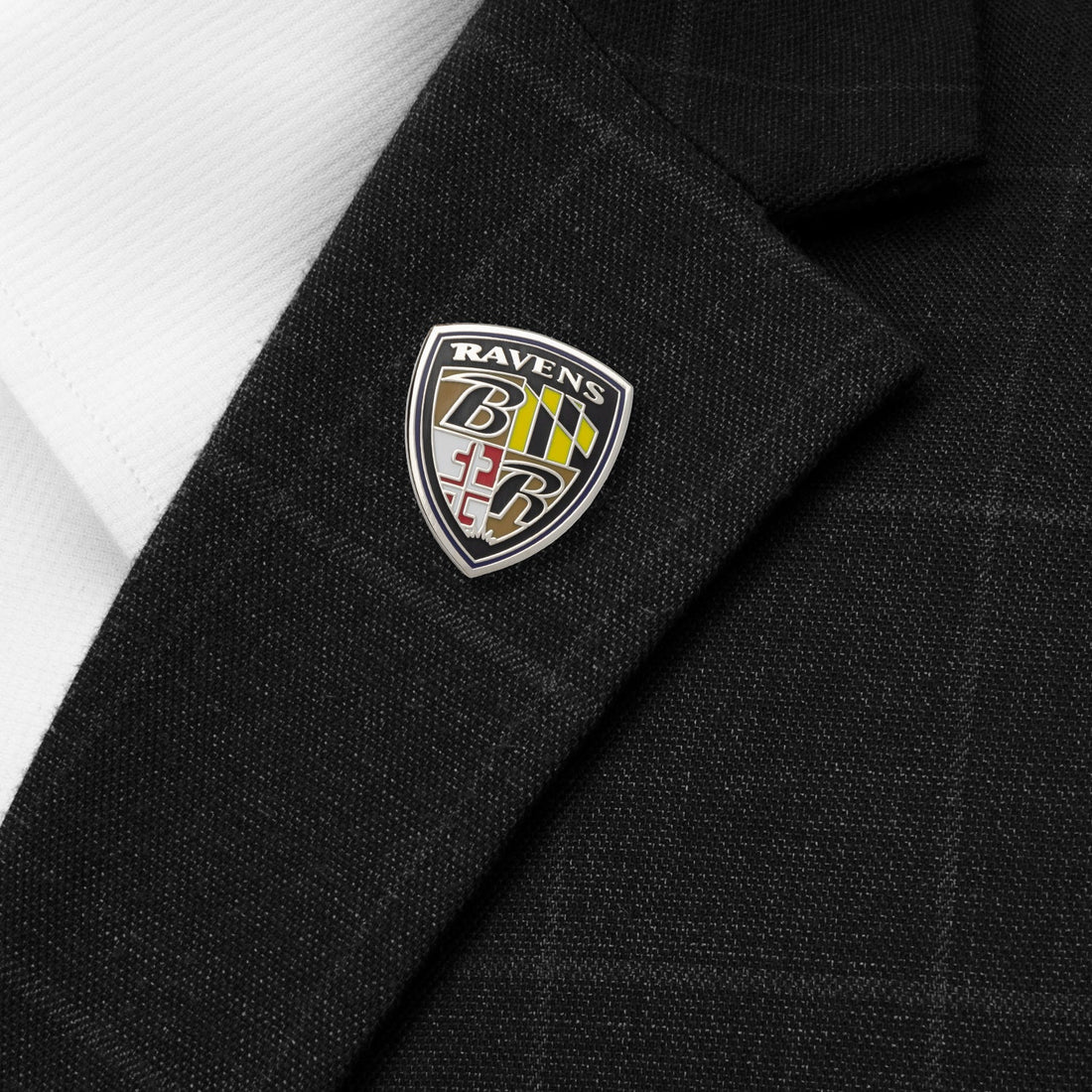 Baltimore Ravens Shield Lapel Pin in Gunmetal Plated Enamel - Image 2