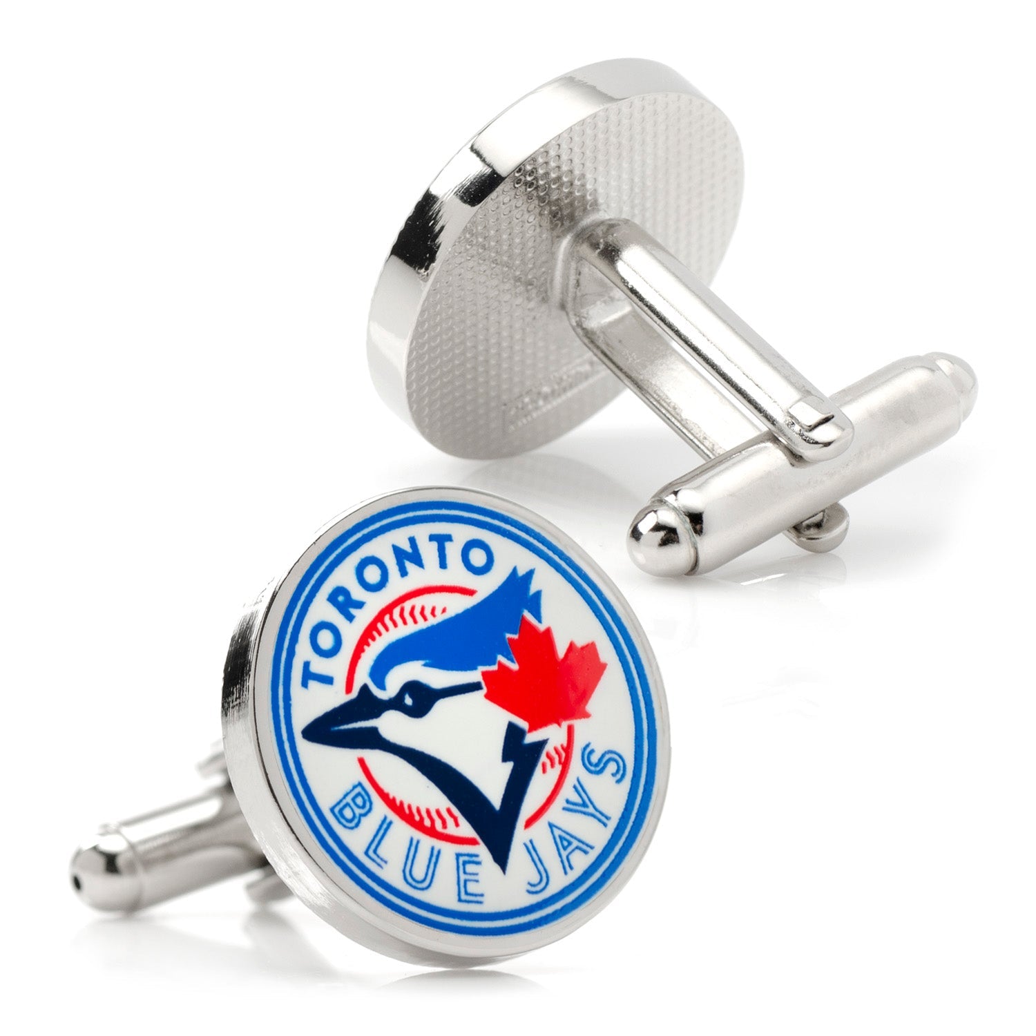 Toronto Blue Jays MLB Team Logo Silver Tone Enamel Cufflinks - Image 2