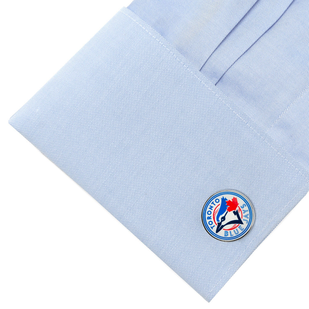 Toronto Blue Jays MLB Team Logo Silver Tone Enamel Cufflinks - Image 3
