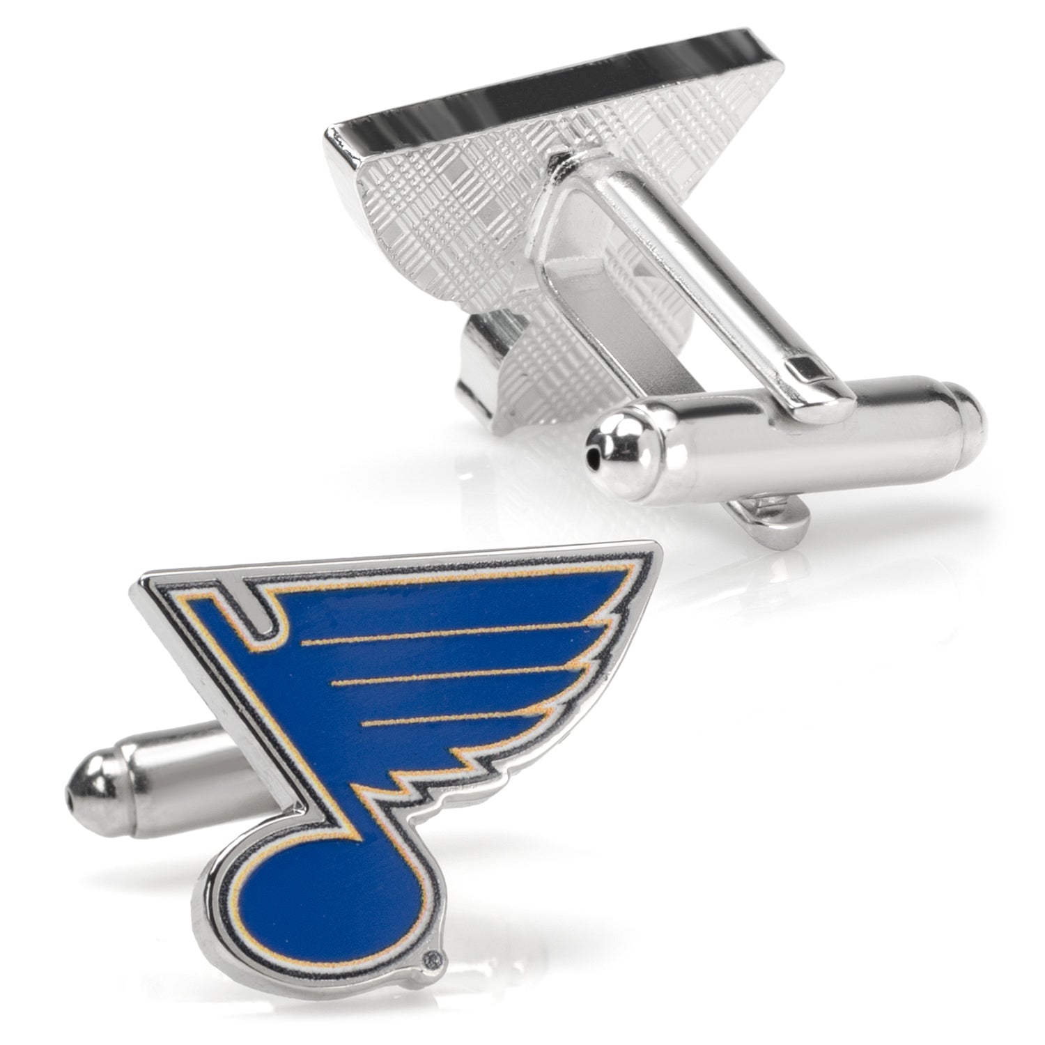 St. Louis Blues NHL Logo Cufflinks in Silver Tone Enamel - Image 3