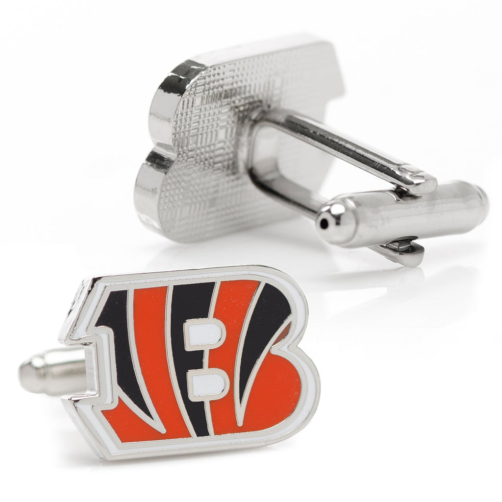 Cincinnati Bengals NFL Logo Cufflinks in Silver Tone Enamel - Image 2