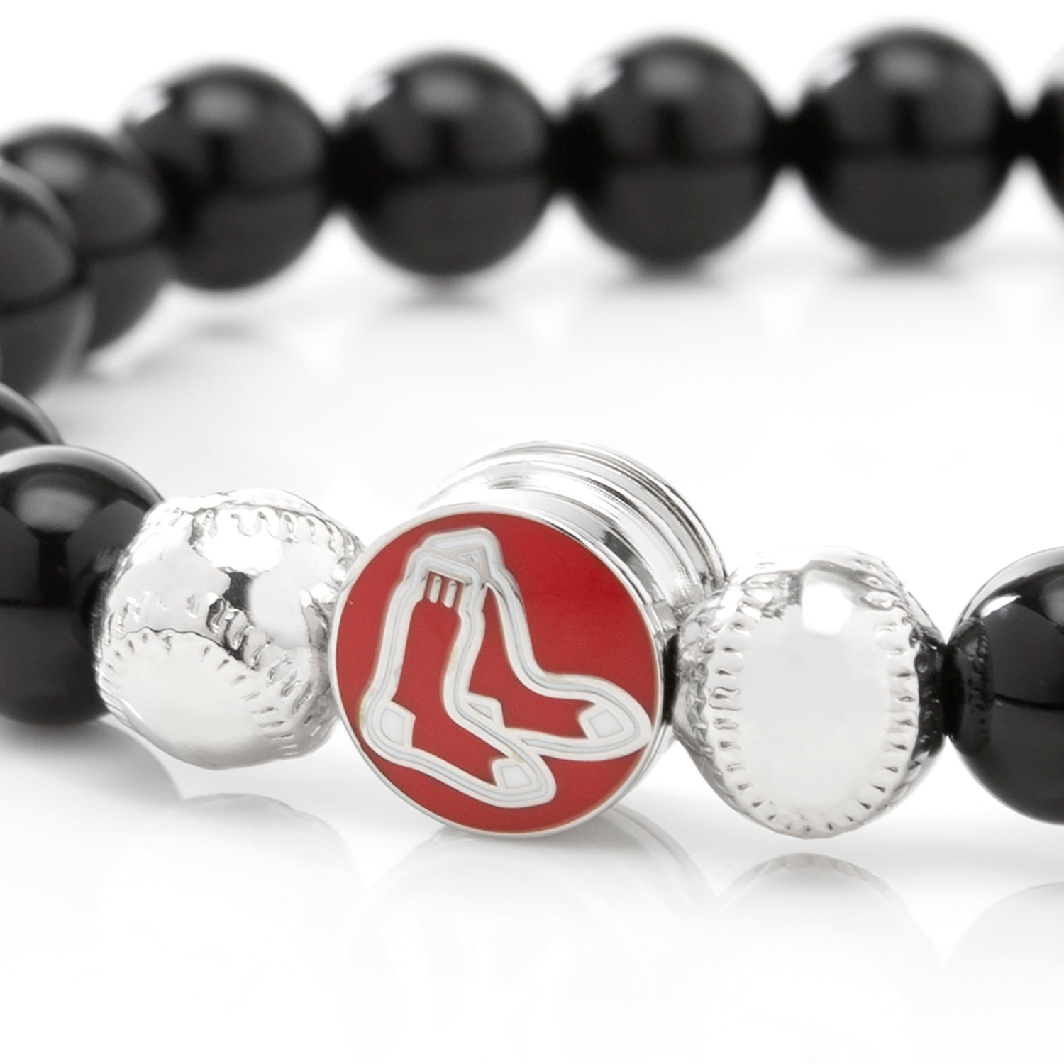 Boston Red Sox Beaded Bracelet with Lava Rock and Team Logo - Image 2
