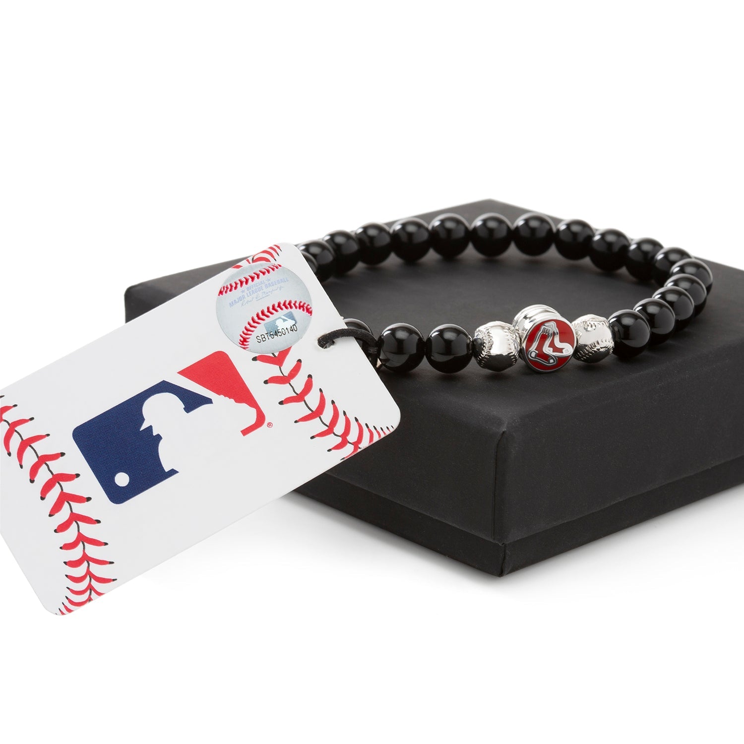 Boston Red Sox Beaded Bracelet with Lava Rock and Team Logo - Image 3