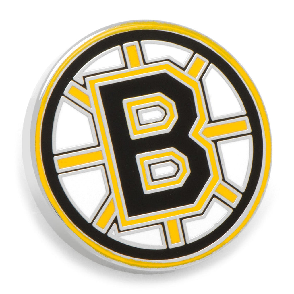 Boston Bruins logo enamel lapel pin with silver-tone metal finish