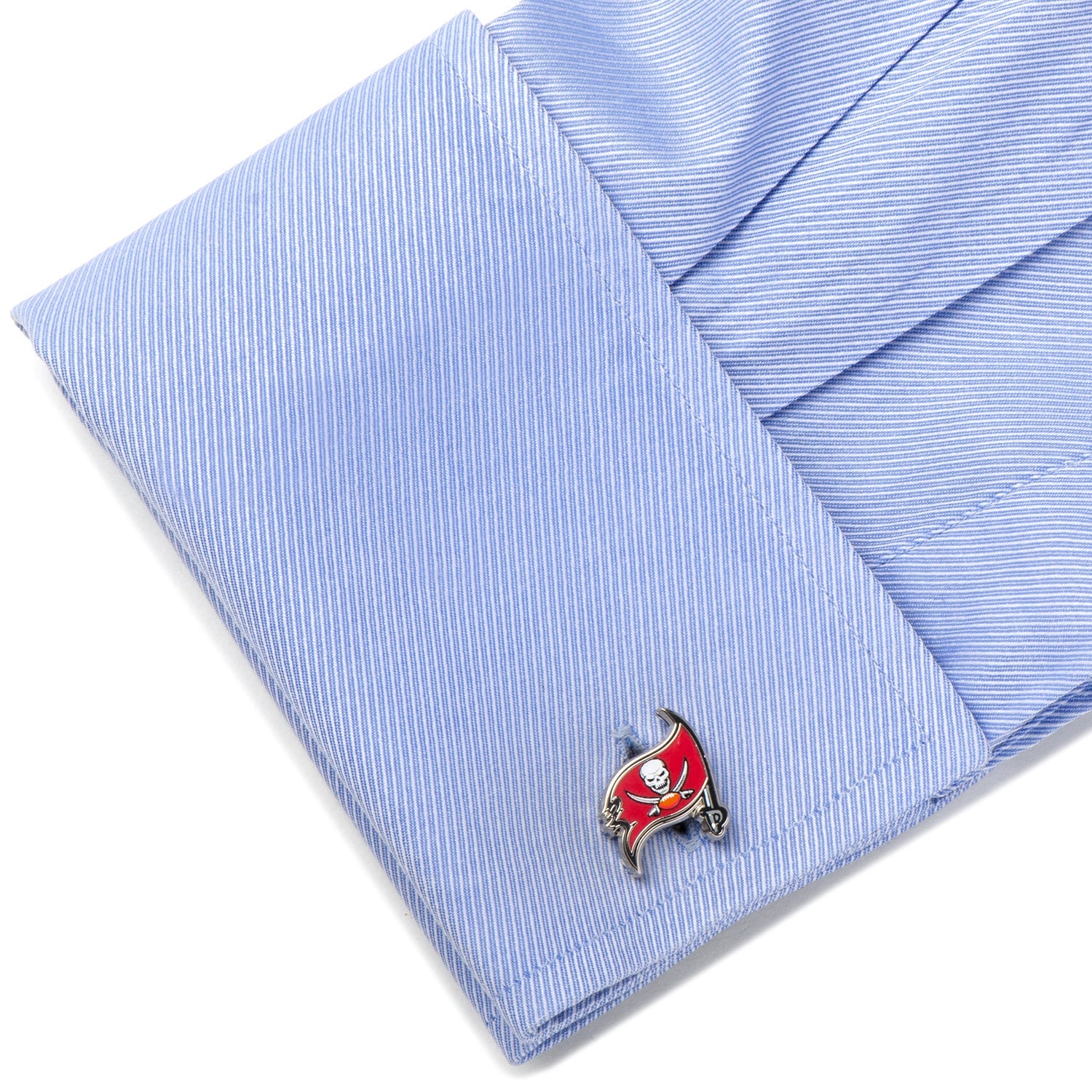 Tampa Bay Buccaneers NFL Logo Enamel Silver Tone Cufflinks - Image 3
