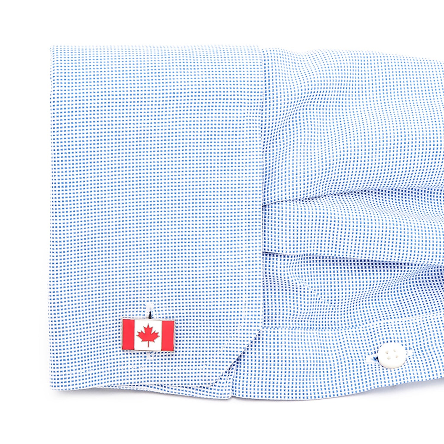 Canadian Flag Maple Leaf Enamel Cufflinks in Nickel Plated Finish - Image 2