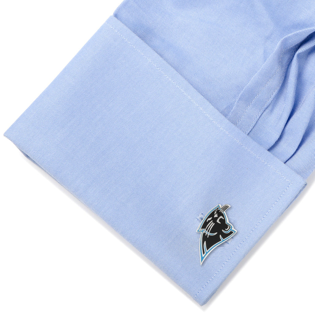 Carolina Panthers NFL Logo Cufflinks in Silver Tone Metal