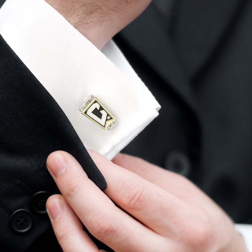 Columbus Crew MLS Shield Logo Enamel Cufflinks in Silver - Image 2