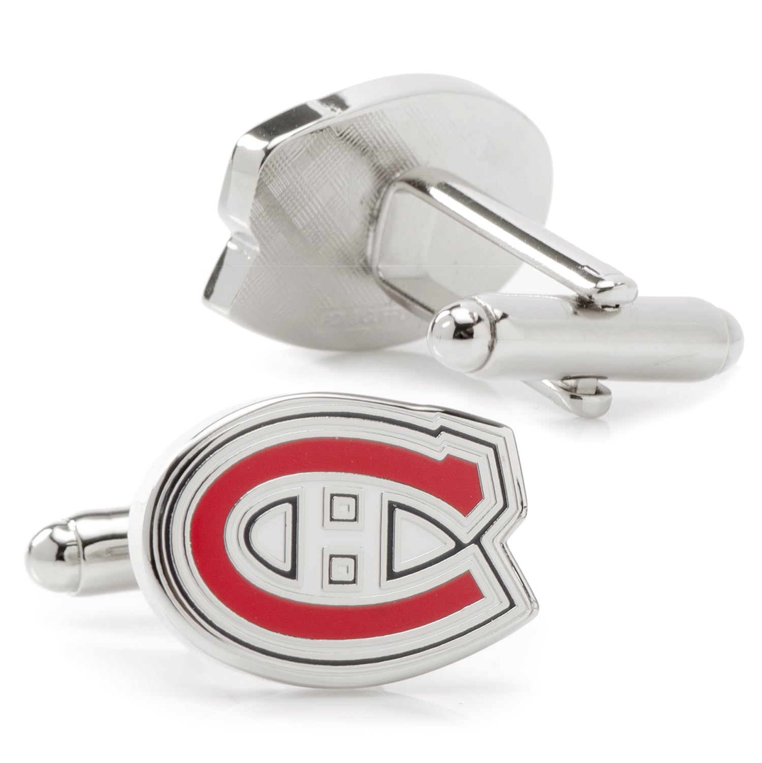 Montreal Canadiens NHL Hockey Logo Cufflinks in Silver and Enamel - Image 2