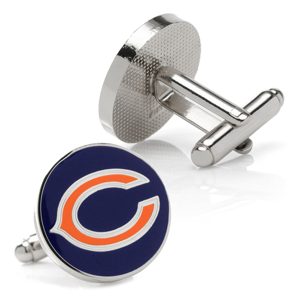Chicago Bears NFL Logo Cufflinks in Silver Tone Metal - Image 2