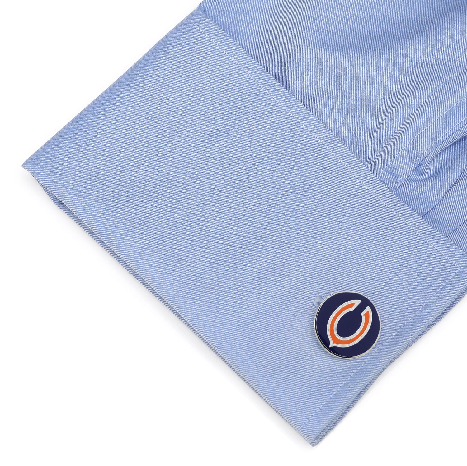 Chicago Bears NFL Logo Cufflinks in Silver Tone Metal - Image 3